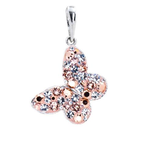 Сребърен медальон с кристали от Sw® SM289 Peach Gold