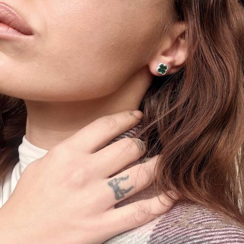 Сребърни обеци One Cleef