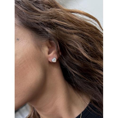 Сребърни обеци със Седефени сърца