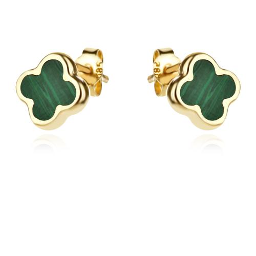 Златни обеци Green Clovers