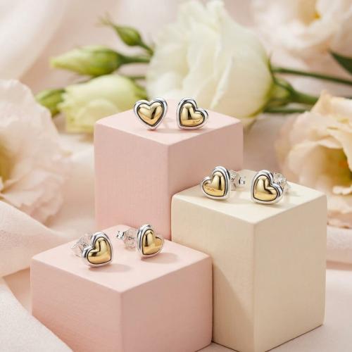 Сребърни обеци Gold Heart