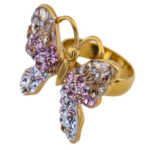 Сребърен пръстен с кристали от Swarovski®  SP680 Colorado Rose Gold с позлатка 24 кт
