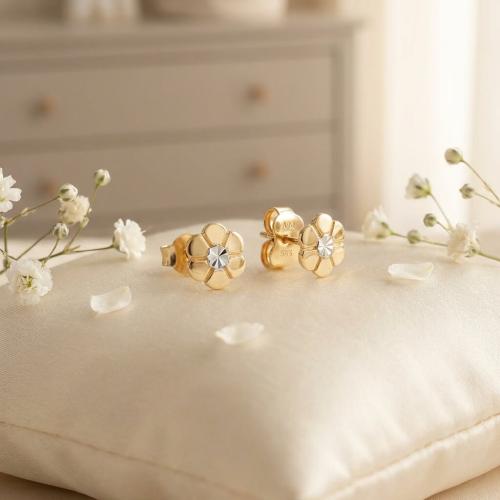 Златни детски обеци Flowers
