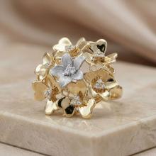 Дамски златен пръстен Flower Bomb