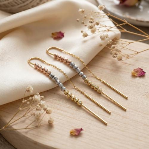 Трицветни Златни обеци Tricolore