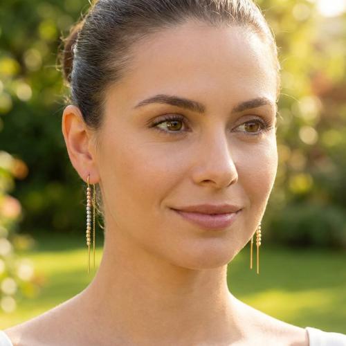 Трицветни Златни обеци Tricolore