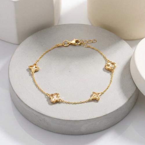 Златна гривна Диамантена детелина