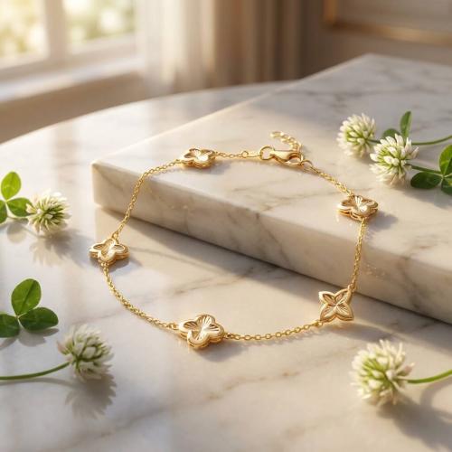 Златна гривна Диамантена детелина