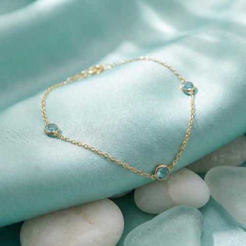 Златна гривна Аquamarine
