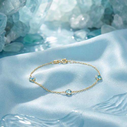 Златна гривна Аquamarine