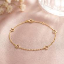 Златна гривна Сърца Златна гривна Сърца