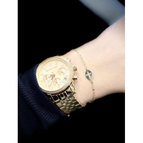 Златна Гривна елипса с кръст