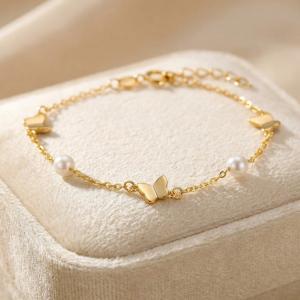 Златна гривна Перлени Пеперуди