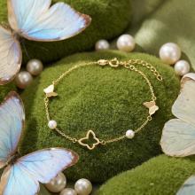 Златна гривна Перлени Пеперуди