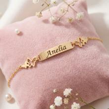 Златна детска гривна Пеперуди