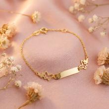 Златна детска гривна Пеперуди