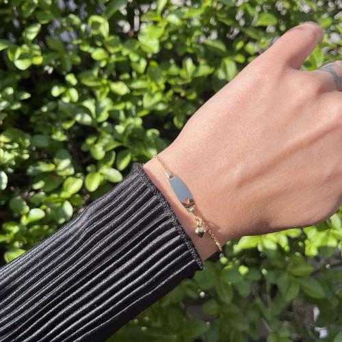 Златна детска гривна с плочкa My Love