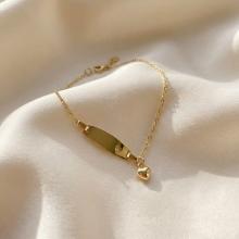 Златна детска гривна с плочкa My Love