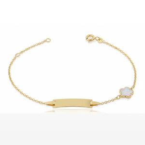 Златна Гривна Детелинка с бял седеф