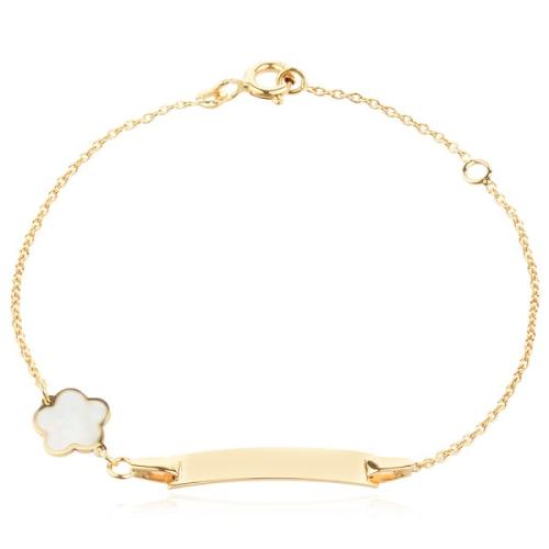 Златна детска гривна с детелинка