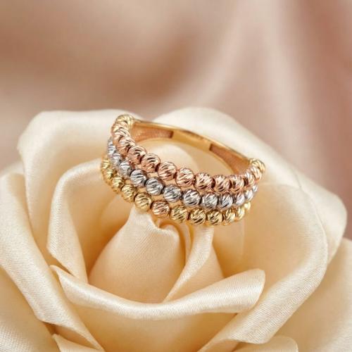 Дамски златен пръстен Tricolore