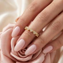 Дамски златен пръстен Сърца