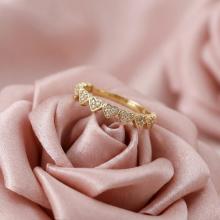 Дамски златен пръстен Сърца