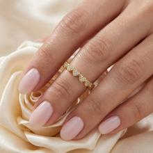 Дамски златен пръстен Сърца