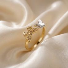 Дамски златен пръстен Пеперуди