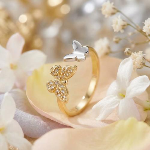 Дамски златен пръстен Пеперуди