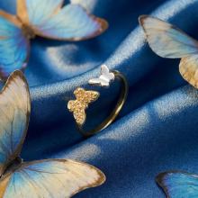 Дамски златен пръстен Пеперуди