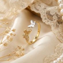 Дамски златен пръстен Пеперуди