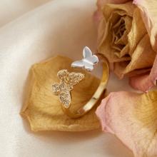 Дамски златен пръстен Пеперуди