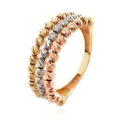 Дамски златен пръстен "Tricolore"