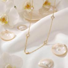 Златно колие Детелинки с бял седеф Златно колие Детелинки с бял седеф