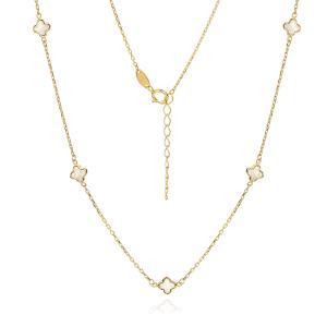 Златно колие Детелинки с бял седеф