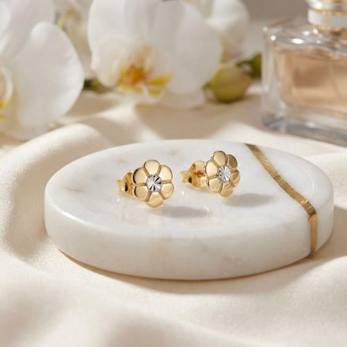 Златни детски обеци Flowers