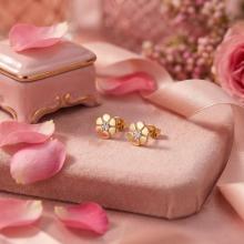 Златни детски обеци Flowers