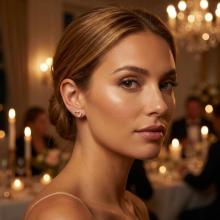 Златни обеци Любов с бели циркони Златни обеци Любов с бели циркони