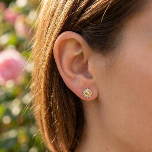 Златни детски обеци Flowers