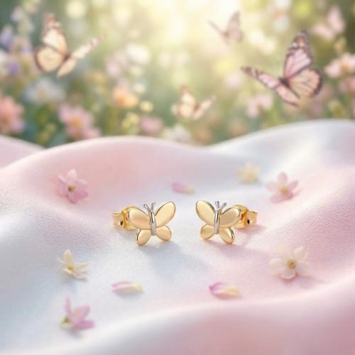 Златни детски обеци Butterfly