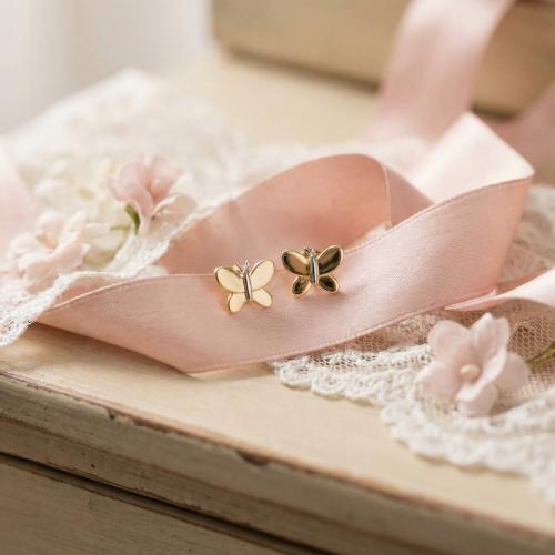 Златни детски обеци Butterfly