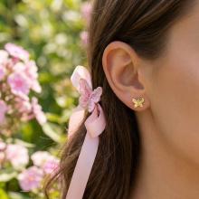 Златни детски обеци Butterfly