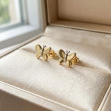 Златни детски обеци Butterfly