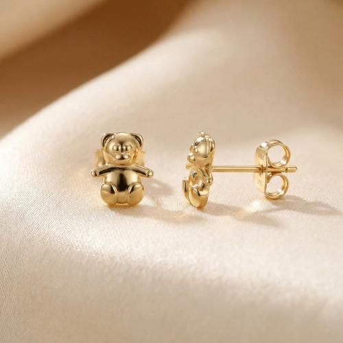 Златни детски обеци Малко мече