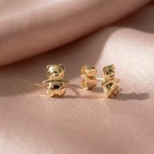 Златни детски обеци Малко мече