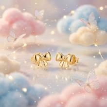 Златни детски обеци Панделки