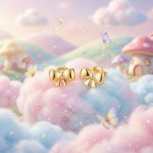 Златни детски обеци Панделки