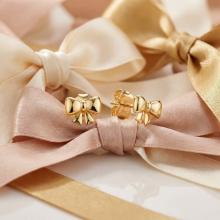 Златни детски обеци Панделки