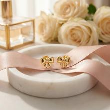 Златни детски обеци Панделки